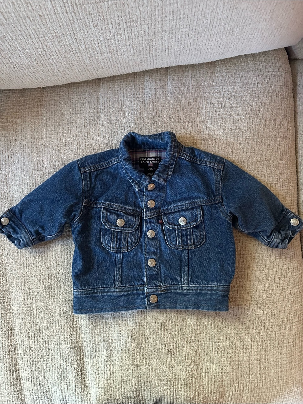 Polo Ralph Lauren Toddler Dark Blue Denim Jacket with Button Pockets Size 3-12M